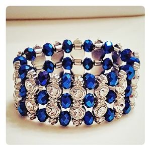3 Layered Blue Stretch Bracelet
